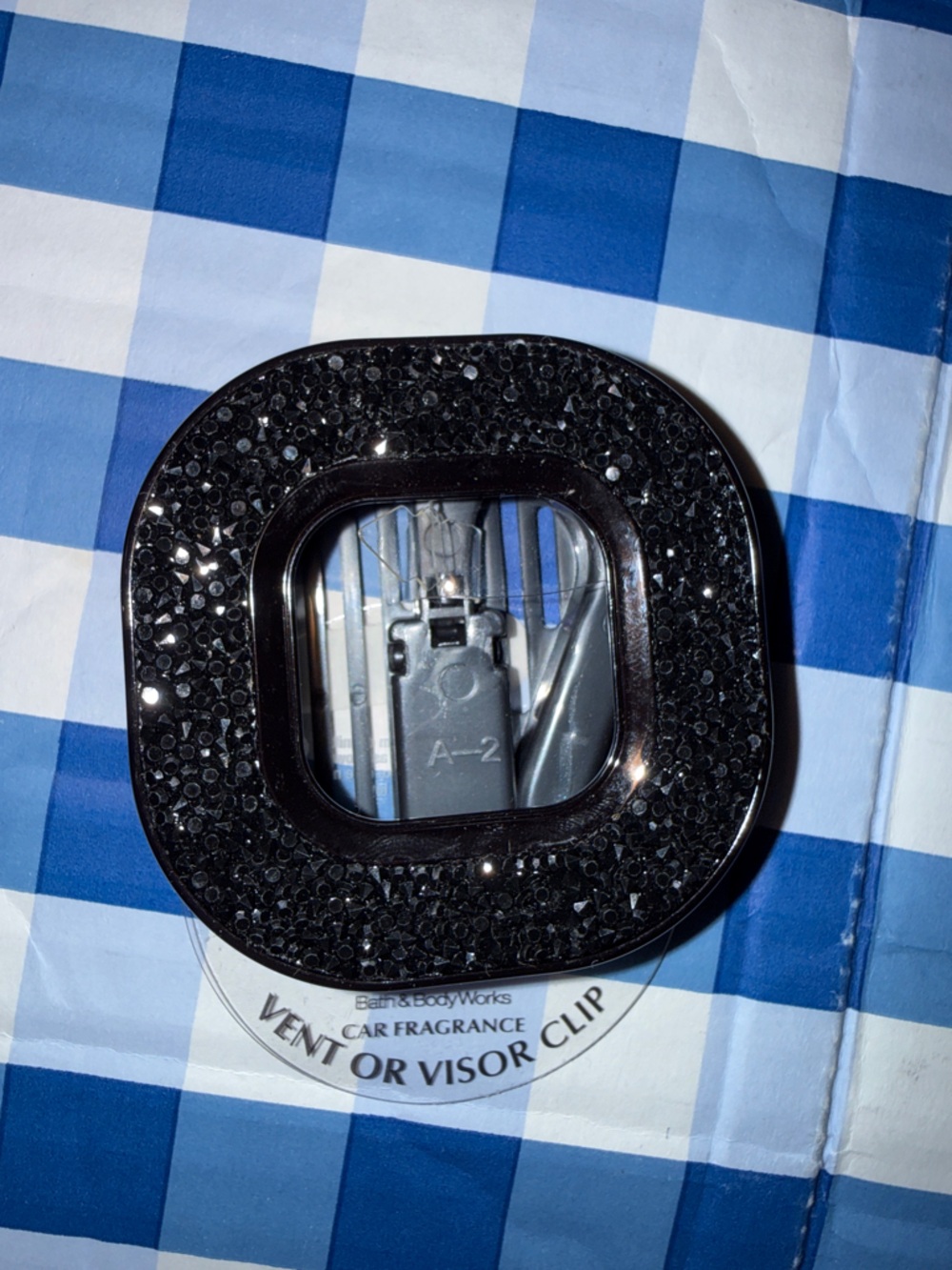 Black sparkly car set visor and vent clip